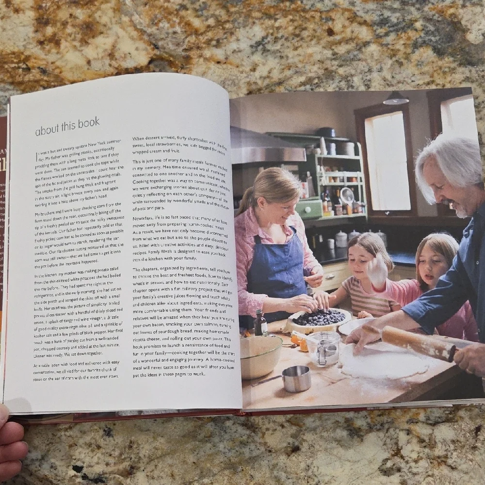 Williams Sonoma Family Meals Cookbook with Red and Orange Accents